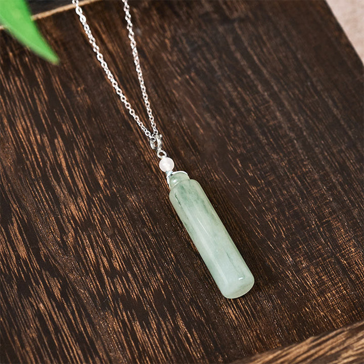 Buddha Stones Pendentif porte-bonheur en jade à motif cylindrique - image 12