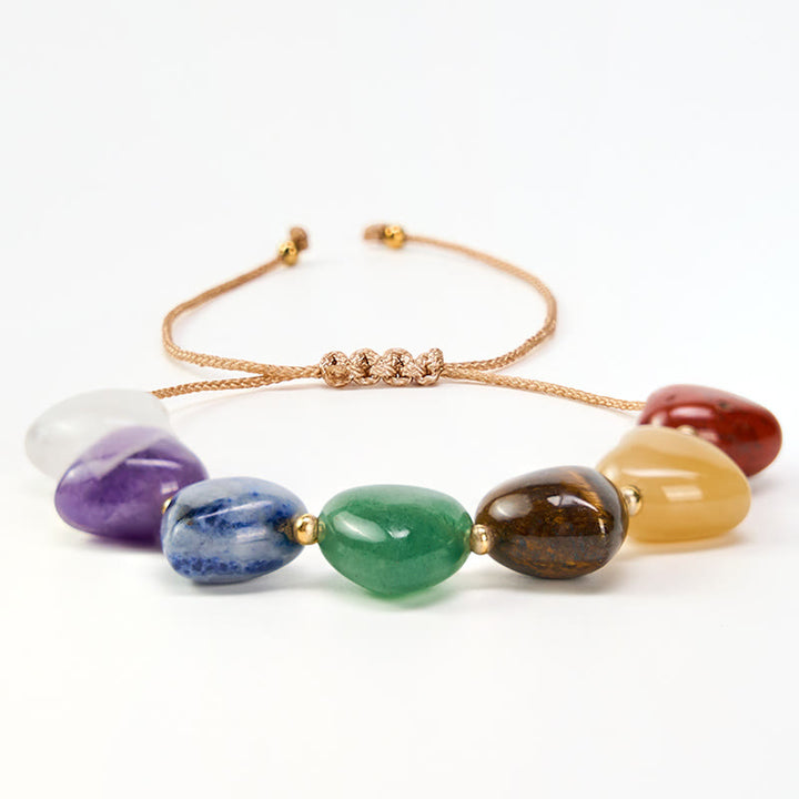 Buddha Stones Bracelet tressé en cristal coloré en forme de cœur, agate rouge, améthyste et aventurine verte, symbole de confiance - image 2