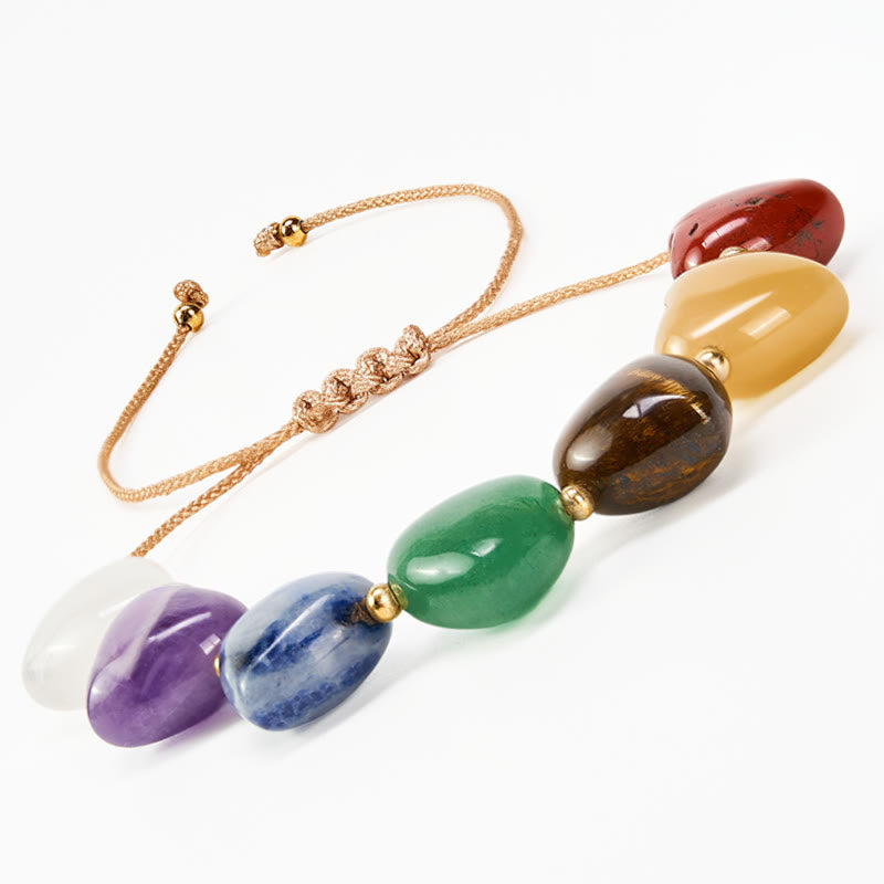 Buddha Stones Bracelet tressé en cristal coloré en forme de cœur, agate rouge, améthyste et aventurine verte, symbole de confiance - image 3