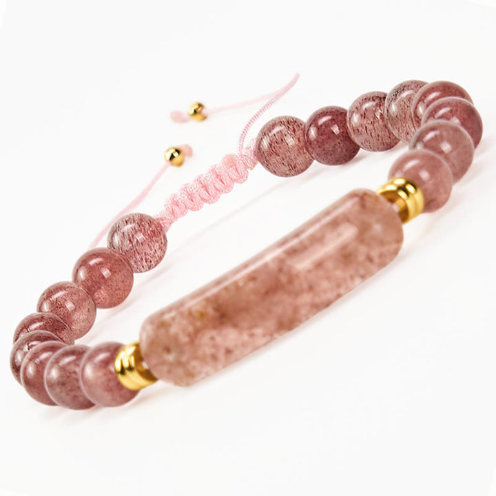Buddha Stones Bracelet de transformation positive en améthyste verte, aventurine, œil de tigre et quartz fraise - Quartz fraise (Tour de poignet 14-18 cm) - image 16