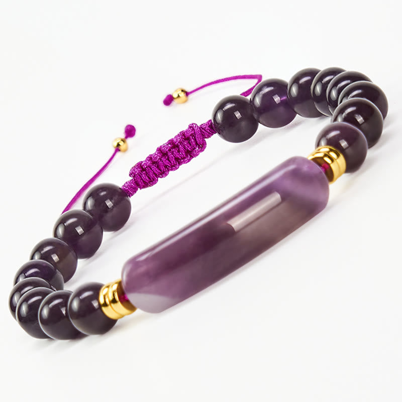 Buddha Stones Bracelet de transformation positive en améthyste verte, aventurine, œil de tigre et quartz fraise - Améthyste (Tour de poignet 14-18 cm) - image 9