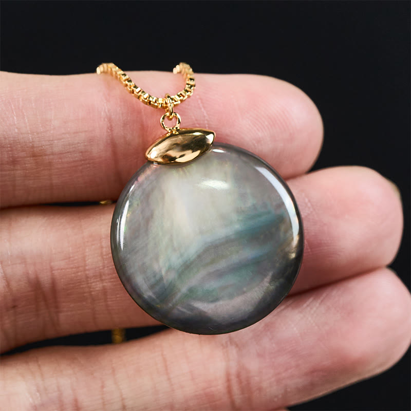 Buddha Stones Pendentif apaisant en pierre de tridacne ronde - image 11