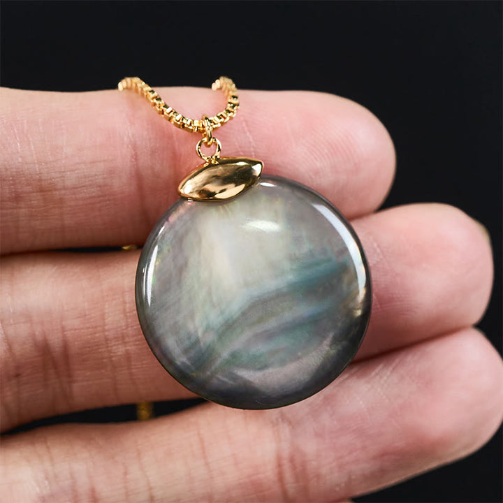 Buddha Stones Pendentif apaisant en pierre de tridacne ronde - image 11