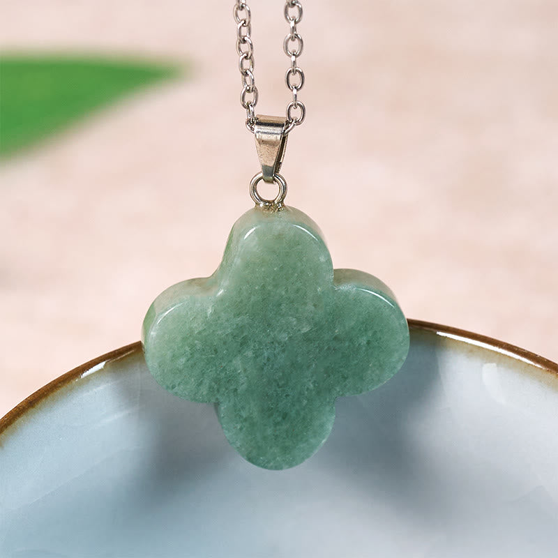 Buddha Stones Collier pendentif porte-bonheur en cristal vert, aventurine, obsidienne noire, œil de tigre et fleur de prunier. Divers cristaux, aventurine verte, obsidienne noire, œil de tigre et fleur de prunier. - Aventurine verte (naturelle – légères irrégularités) - image 0
