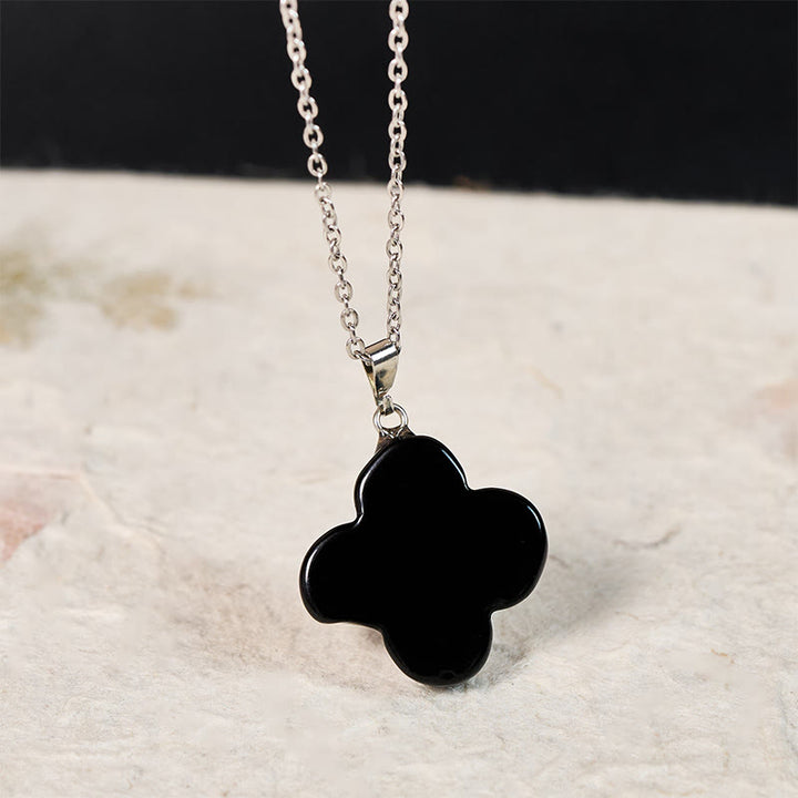 Buddha Stones Collier pendentif porte-bonheur en cristal vert, aventurine, obsidienne noire, œil de tigre et fleur de prunier. Divers cristaux, aventurine verte, obsidienne noire, œil de tigre et fleur de prunier. - image 8