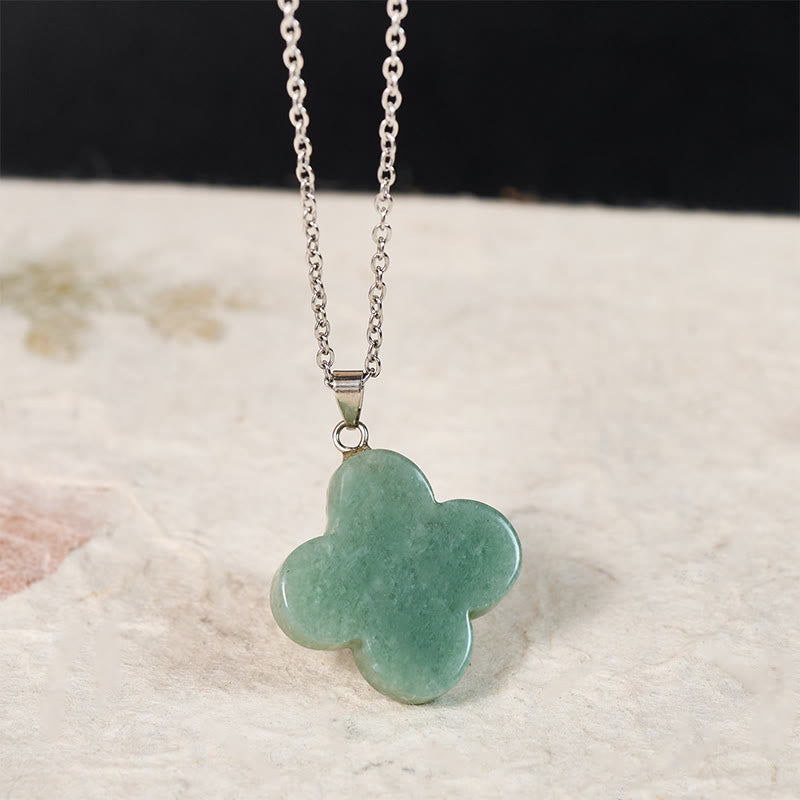 Buddha Stones Collier pendentif porte-bonheur en cristal vert, aventurine, obsidienne noire, œil de tigre et fleur de prunier. Divers cristaux, aventurine verte, obsidienne noire, œil de tigre et fleur de prunier. - image 1