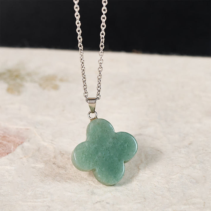 Buddha Stones Collier pendentif porte-bonheur en cristal vert, aventurine, obsidienne noire, œil de tigre et fleur de prunier. Divers cristaux, aventurine verte, obsidienne noire, œil de tigre et fleur de prunier. - image 1