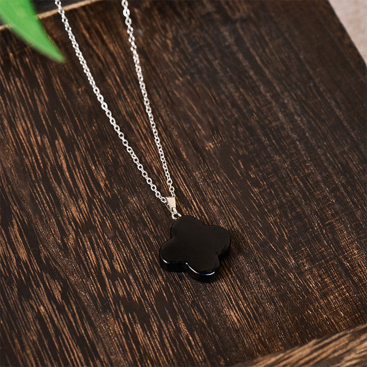 Buddha Stones Collier pendentif porte-bonheur en cristal vert, aventurine, obsidienne noire, œil de tigre et fleur de prunier. Divers cristaux, aventurine verte, obsidienne noire, œil de tigre et fleur de prunier. - image 11