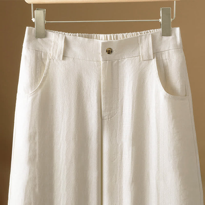 Buddha Stones Pantalon harem minimaliste d'été à boutons pour femme, uni, avec poches - image 10