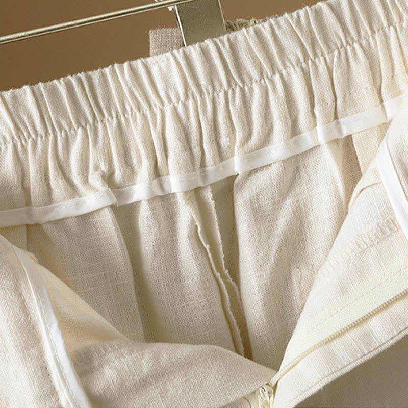 Buddha Stones Pantalon harem minimaliste d'été à boutons pour femme, uni, avec poches - image 15