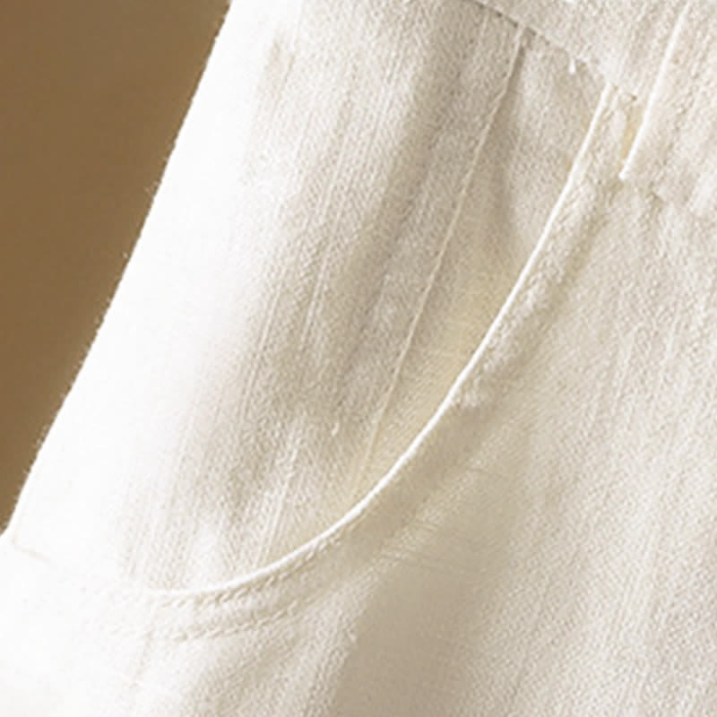 Buddha Stones Pantalon harem minimaliste d'été à boutons pour femme, uni, avec poches - image 14