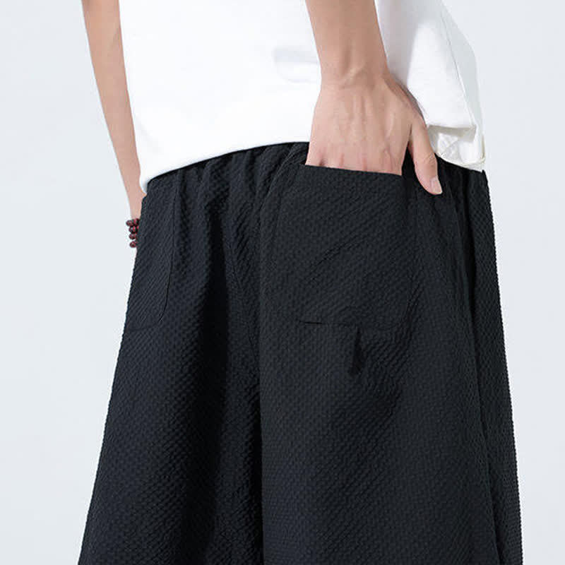 Buddha Stones Pantalon harem d'été pour homme, à cordon de serrage et pompons, imprimé grues - image 20