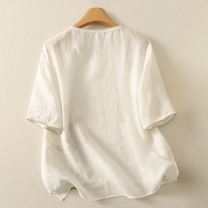 Buddha Stones T-shirts à manches courtes pour femmes à imprimé floral d'été - image 16