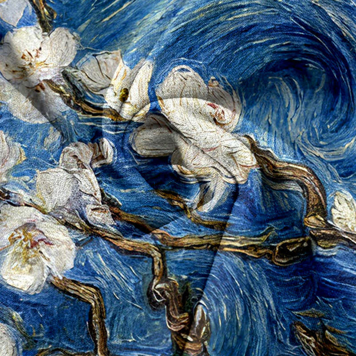 Buddha Stones Pantalon pour femme à taille élastique et poches, motif ciel étoilé et fleurs d'amandier de Van Gogh - image 2