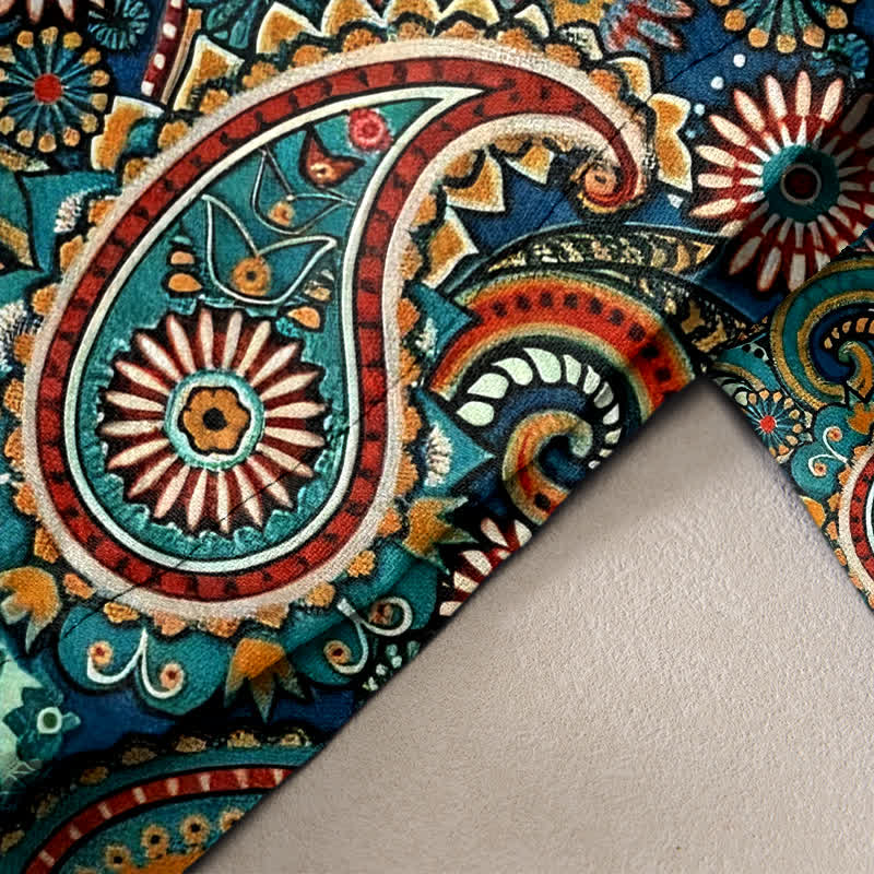 Buddha Stones Pantalon pour femme en pur coton à imprimé floral cachemire, taille élastique et poches - image 2