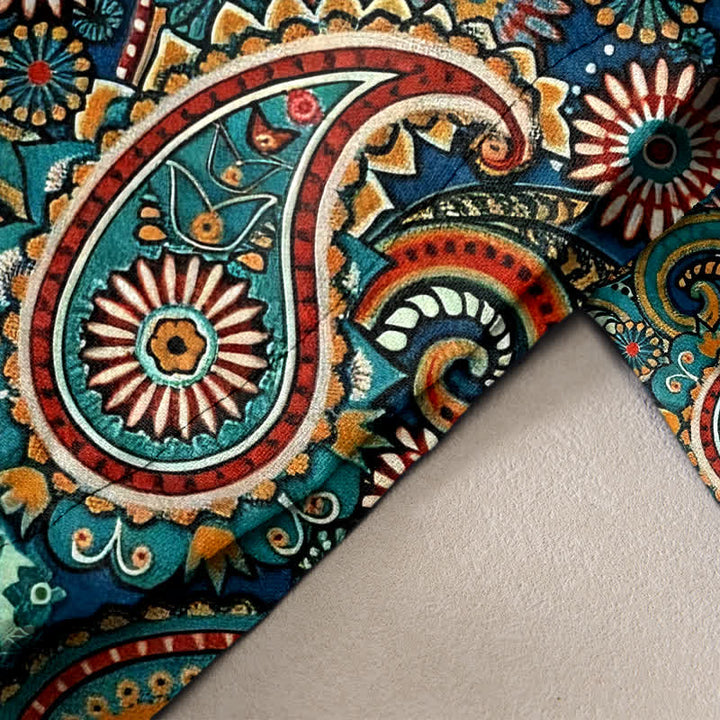 Buddha Stones Pantalon pour femme en pur coton à imprimé floral cachemire, taille élastique et poches - image 2