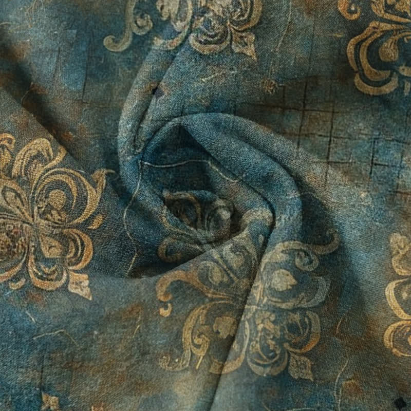 Buddha Stones Pantalon pour femme à taille élastique et poches, imprimé damassé vintage - image 3