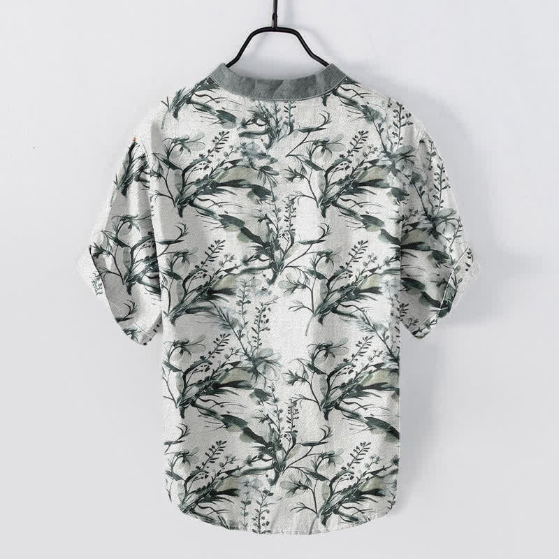 Buddha Stones Chemise homme à manches courtes et demi-boutonnée, motif brins de lavande, en pur coton - Lavande - US/UK/AU50，EU60 (5XL) - image 1