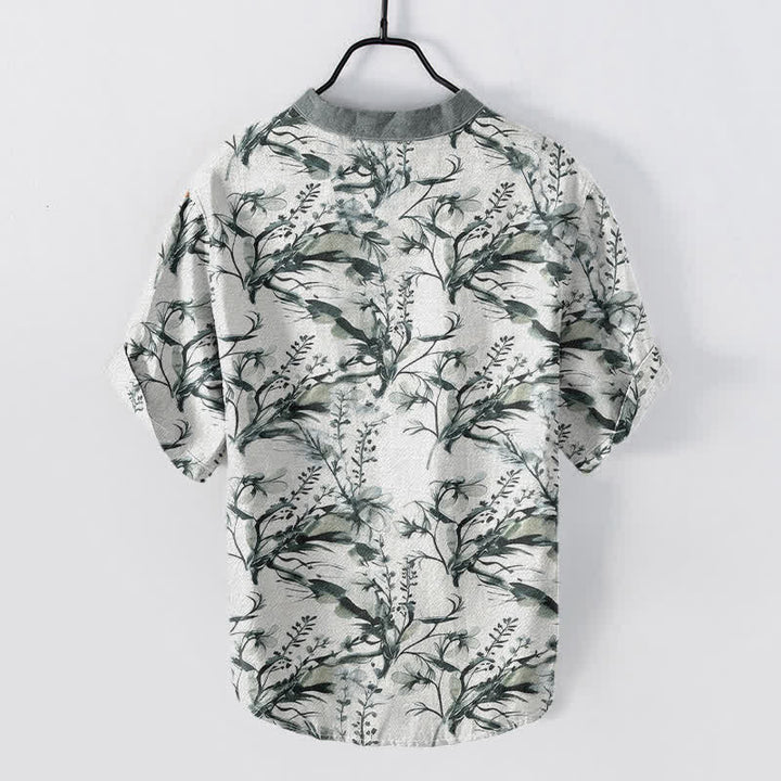 Buddha Stones Chemise homme à manches courtes et demi-boutonnée, motif brins de lavande, en pur coton - Lavande - US/UK/AU50，EU60 (5XL) - image 1