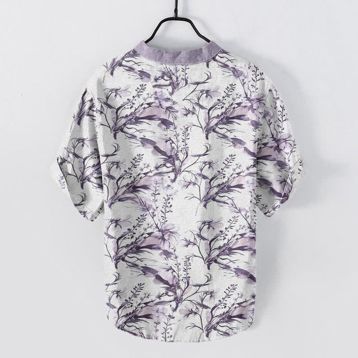 Buddha Stones Chemise homme à manches courtes et demi-boutonnée, motif brins de lavande, en pur coton - Bleu clair - US/UK/AU50，EU60 (5XL) - image 4