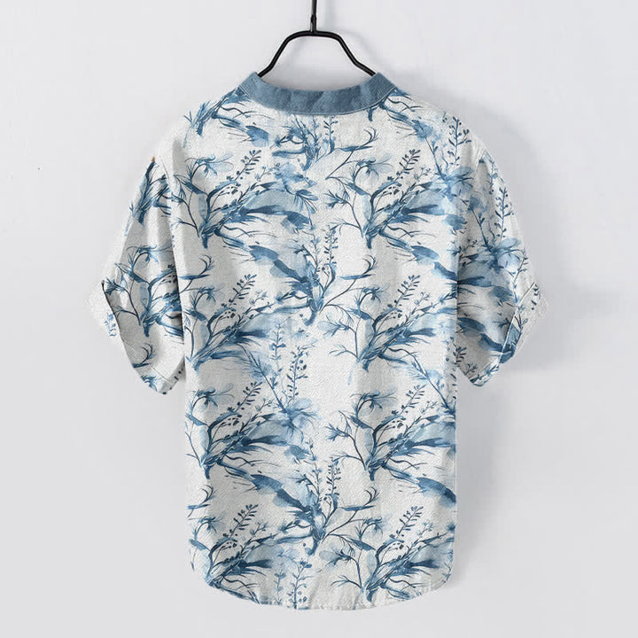 Buddha Stones Chemise homme à manches courtes et demi-boutonnée, motif brins de lavande, en pur coton - image 6