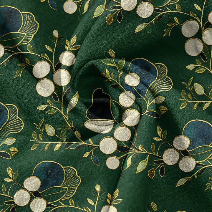 Buddha Stones Chemise homme à manches courtes et demi-boutonnages, motif floral et baies en coton - image 4