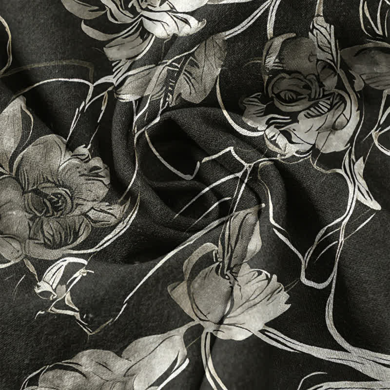 Buddha Stones Chemise homme à manches courtes et demi-boutonnée en coton à motif floral botanique. - image 4