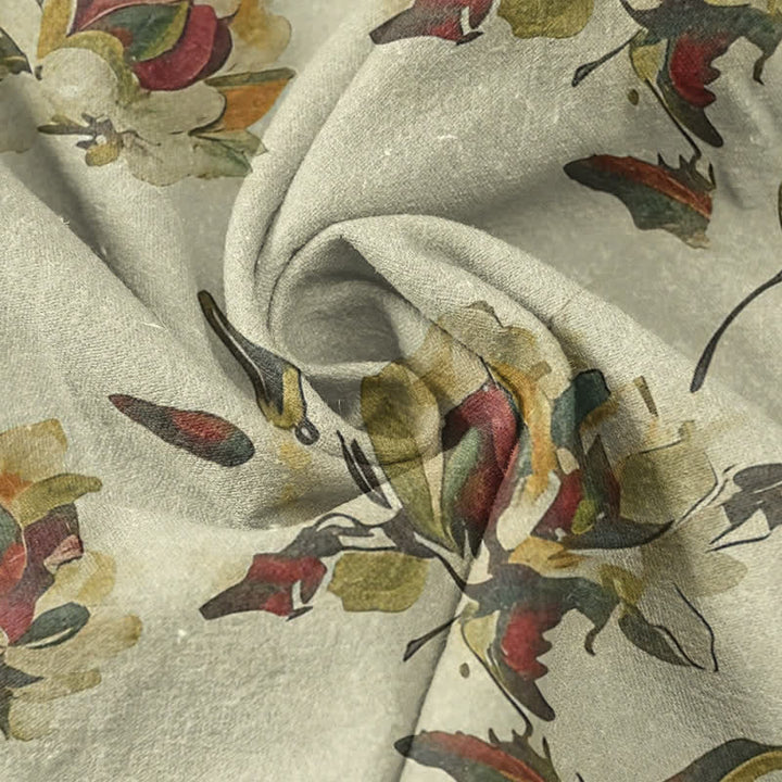 Buddha Stones Chemise homme à manches courtes et demi-boutons en coton à motif floral vintage. - image 2