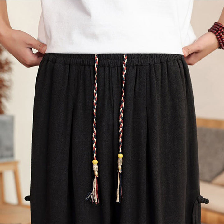Buddha Stones Pantalon d'été uni pour homme, taille élastique, jambes larges et poches - image 18