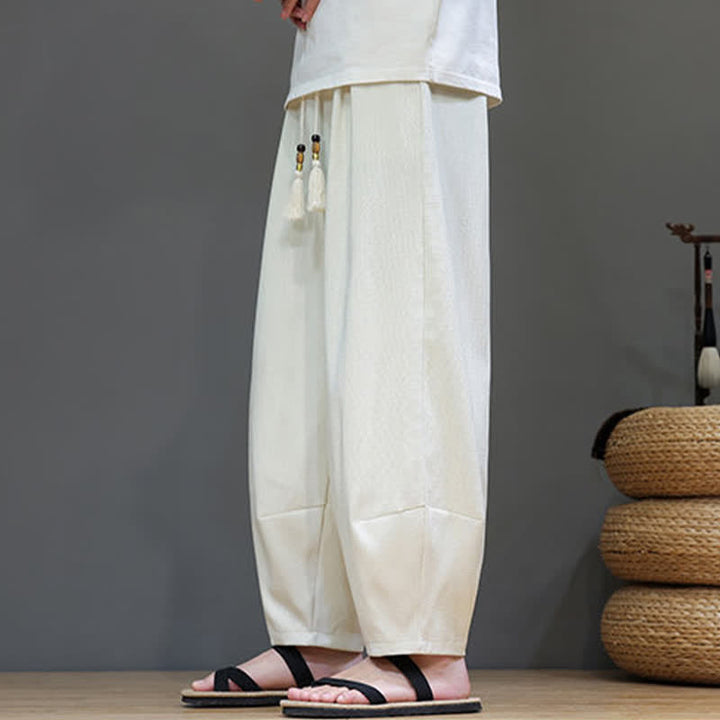 Buddha Stones Pantalon sarouel d'été pour homme, à taille élastique et cordon de serrage, avec poches - image 18