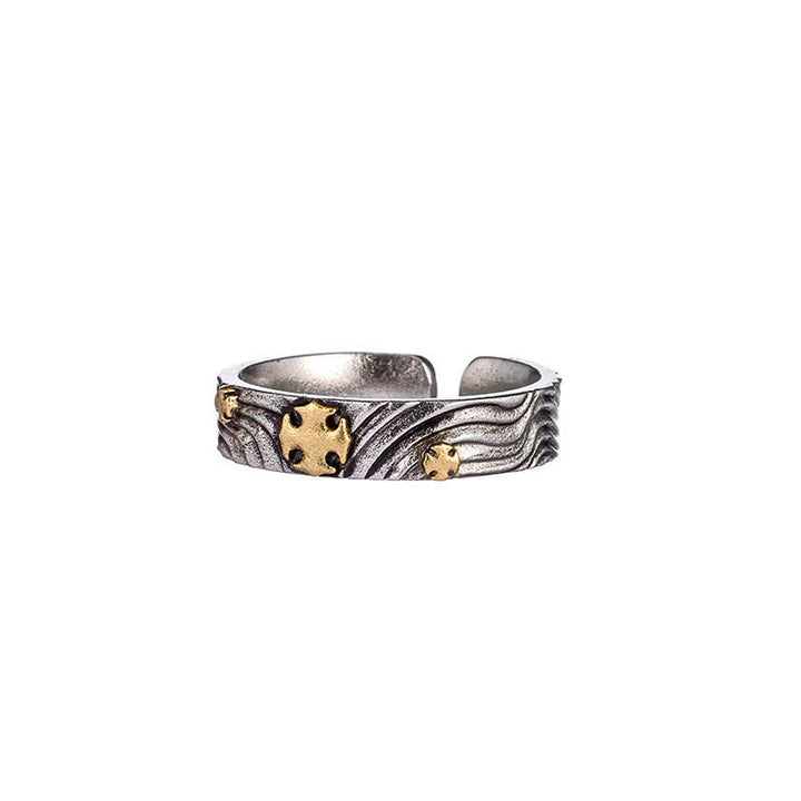 Buddha Stones Bague de sagesse ajustable en cuivre Garuda Mont Everest - Motif de Vajra croisé - image 9