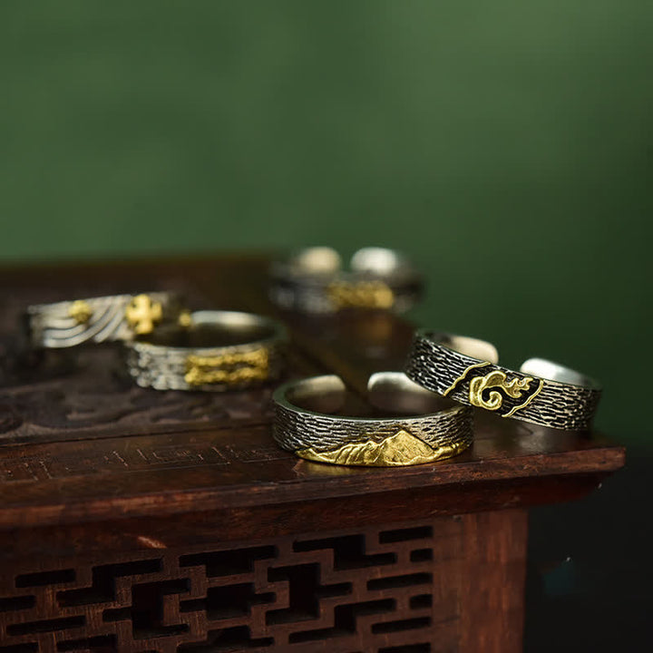 Buddha Stones Bague de sagesse ajustable en cuivre Garuda Mont Everest - image 4