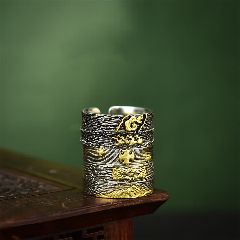 Buddha Stones Bague de sagesse ajustable en cuivre Garuda Mont Everest - image 15