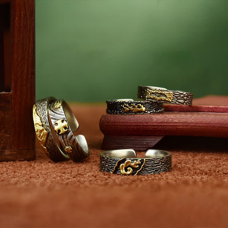Buddha Stones Bague de sagesse ajustable en cuivre Garuda Mont Everest - image 14