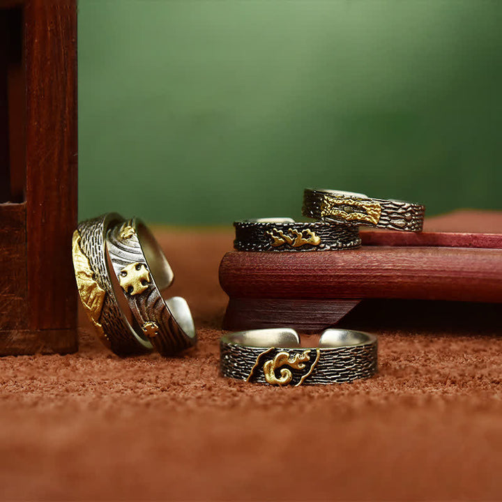Buddha Stones Bague de sagesse ajustable en cuivre Garuda Mont Everest - image 14