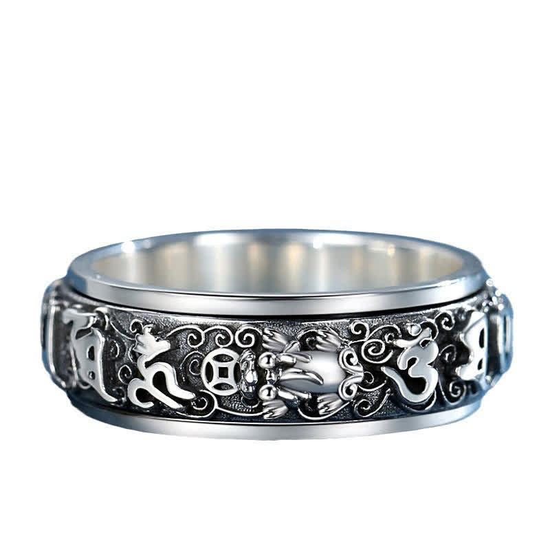 Buddha Stones Bague rotative en cuivre Pixiu Om Mani Padme Hum - image 11