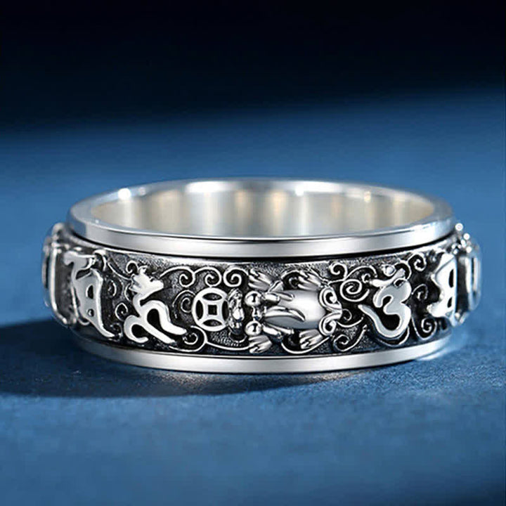 Buddha Stones Bague rotative en cuivre Pixiu Om Mani Padme Hum - image 3