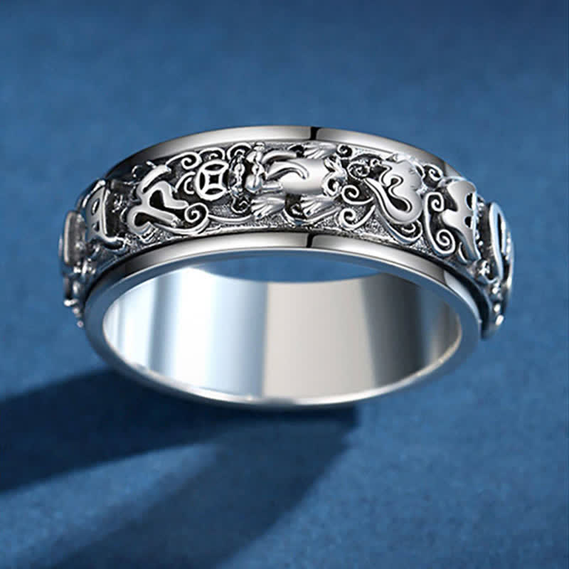 Buddha Stones Bague rotative en cuivre Pixiu Om Mani Padme Hum - image 9