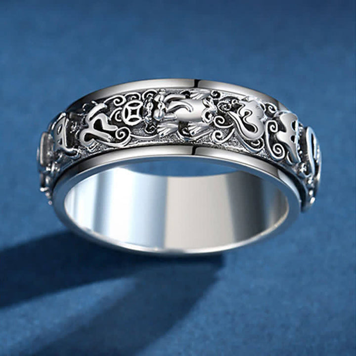 Buddha Stones Bague rotative en cuivre Pixiu Om Mani Padme Hum - image 9