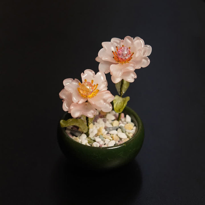 Buddha Stones Pot de fleurs pivoine lotus lulii fait main, décoration pour un mode de vie conscient - Pivoine rose - image 2