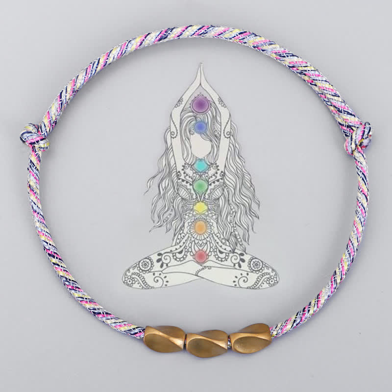Buddha Stones Bracelet d'équilibre en perles de cuivre doré multicolores, composé de plusieurs cordons. - image 1