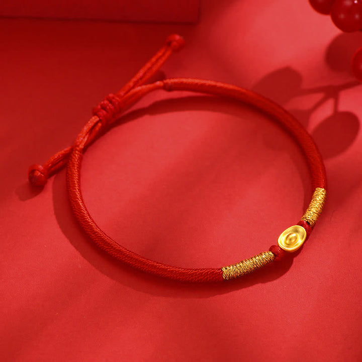 Buddha Stones Bracelet porte-bonheur Yuanbao en fil rouge tressé - image 2