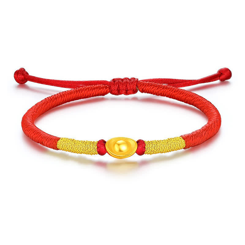 Buddha Stones Bracelet porte-bonheur Yuanbao en fil rouge tressé - image 3