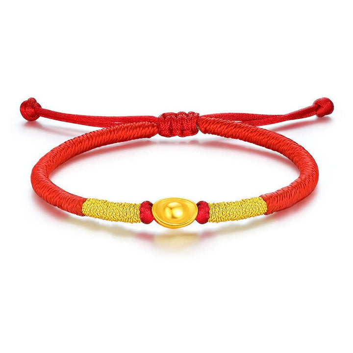 Buddha Stones Bracelet porte-bonheur Yuanbao en fil rouge tressé - image 3