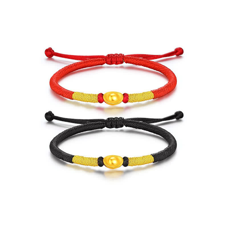 Buddha Stones Bracelet porte-bonheur Yuanbao en fil rouge tressé - image 7