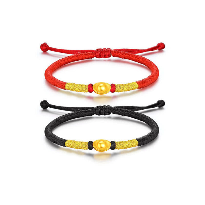 Buddha Stones Bracelet porte-bonheur Yuanbao en fil rouge tressé - image 7