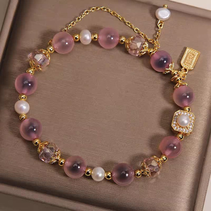 Buddha Stones Bracelet de guérison en perles d'agate rose naturelle - image 4