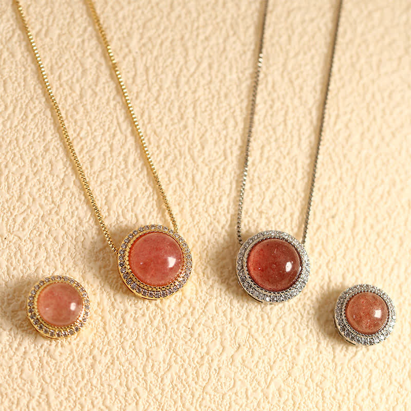 Buddha Stones Collier de guérison en quartz rose naturel et perles de cristal multiples incrustées - Quartz fraise naturel (la couleur peut varier) - Chaîne argentée à perles de 10 mm - image 2