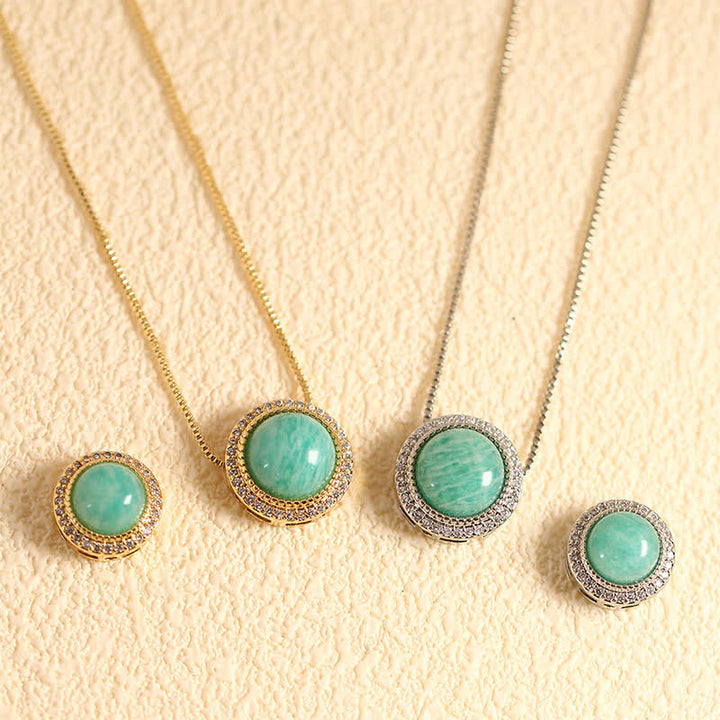 Buddha Stones Collier de guérison en quartz rose naturel et perles de cristal multiples incrustées - Amazonite naturelle (la couleur peut varier) - Chaîne argentée à perles de 10 mm - image 11