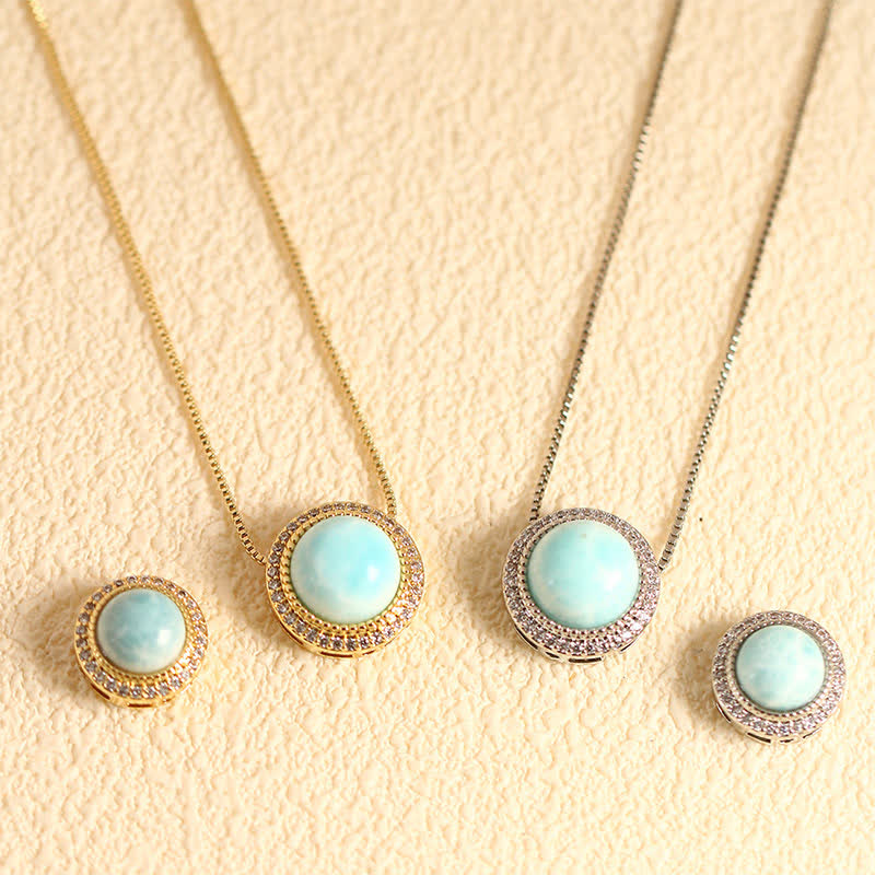 Buddha Stones Collier de guérison en quartz rose naturel et perles de cristal multiples incrustées - Larimar naturel (la couleur peut varier) - Chaîne argentée à perles de 10 mm - image 24